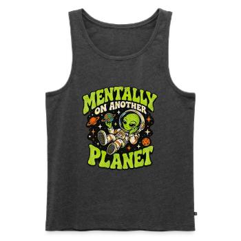Mental auf einem anderen Planeten – Alien-Abenteuer - Männer Premium Bio Tank Top - Anthrazit meliert - Vorne - Michal (187cm)