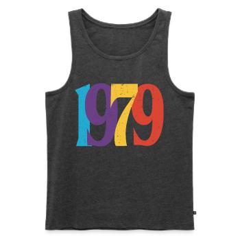 Geboren 1979 Geburtstagsgeschenk Geburtstag 79 - Männer Premium Bio Tank Top - Anthrazit meliert - Vorne - Michal (187cm)