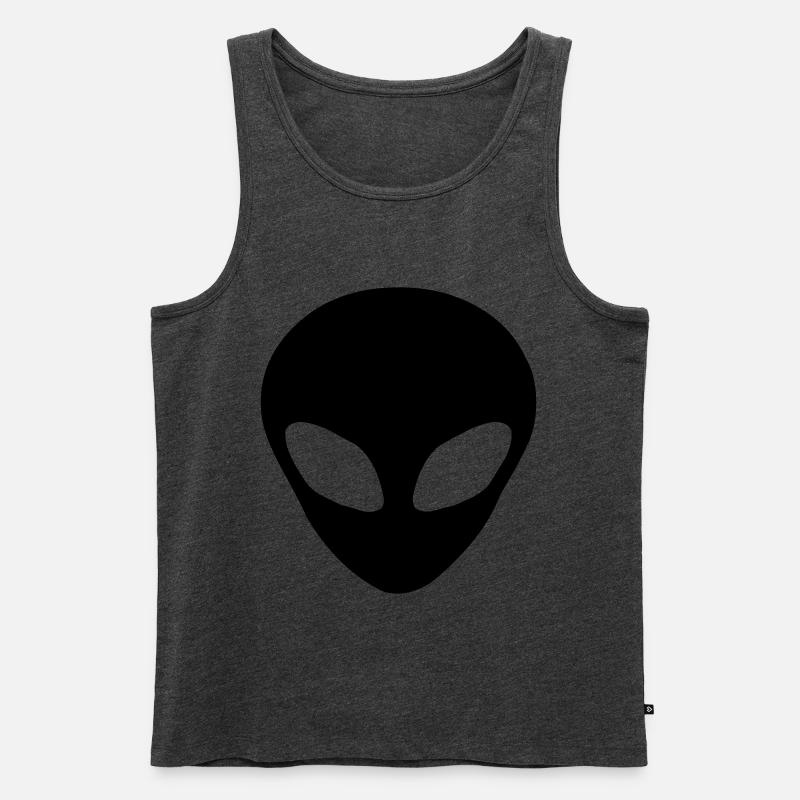 Alien Kopf - Männer Premium Bio Tank Top - Anthrazit meliert