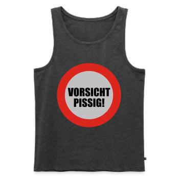 Vorsicht pissig | bösartig | übel | schelcht - Men's Premium Organic Tank Top - heather anthracite - Front - Michal (187cm)