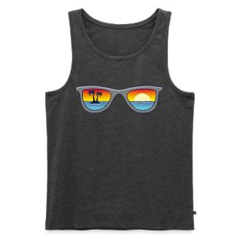 Sonnenbrille und Paradies - Männer Premium Bio Tank Top - Anthrazit meliert - Vorne - Michal (187cm)