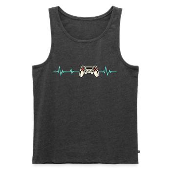 Herzschlag Gaming-Controller - Männer Premium Bio Tank Top - Anthrazit meliert - Vorne - Michal (187cm)