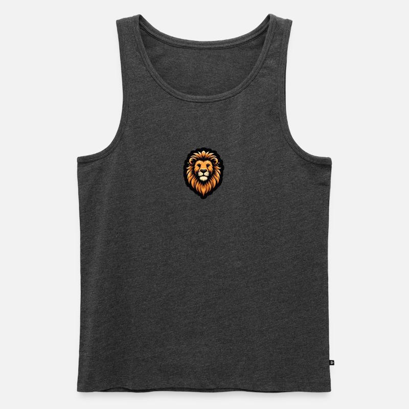 Comic Löwe Kopf - Männer Premium Bio Tank Top - Anthrazit meliert