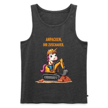 Einhorn Baggermeister - Männer Premium Bio Tank Top - Anthrazit meliert - Vorne - Michal (187cm)
