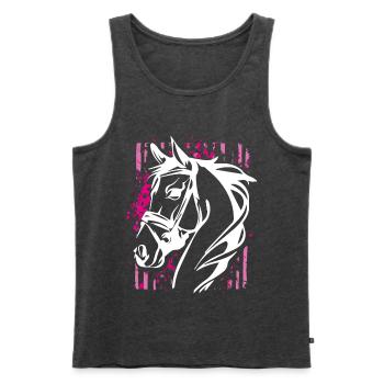 Graffiti-Stil Pferd mit Pinkem Farbsplash - Männer Premium Bio Tank Top - Anthrazit meliert - Vorne - AI Model Male 178 light (178cm)