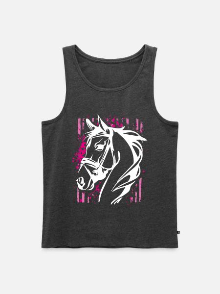 Graffiti-Stil Pferd mit Pinkem Farbsplash - Männer Premium Bio Tank Top - Anthrazit meliert
