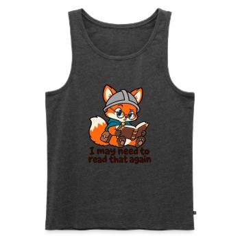 Fox lesen – Ich muss das vielleicht noch einmal lesen - Männer Premium Bio Tank Top - Anthrazit meliert - Vorne - Michal (187cm)