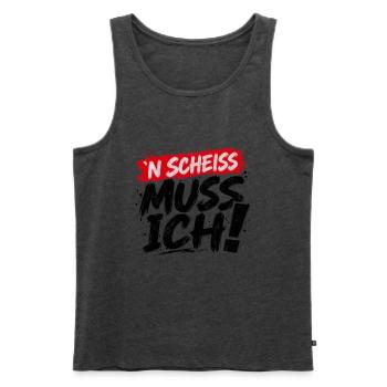 ’N Scheiss muss ich! – Freches Statement - Männer Premium Bio Tank Top - Anthrazit meliert - Vorne - Michal (187cm)
