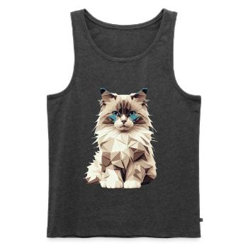 Geometric Cat – Stilvolles Katzenmotiv im Polygon  - Männer Premium Bio Tank Top - Anthrazit meliert - Vorne - Michal (187cm)