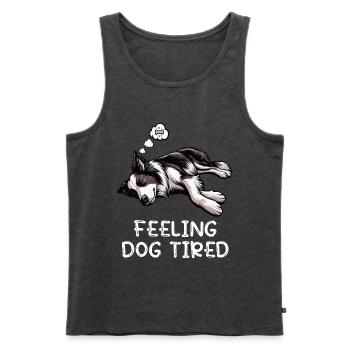 Propriétaire de Border Collie Collie fatigué - Débardeur bio Premium Homme - anthracite chiné - Devant - AI Model Male 178 light (178cm)