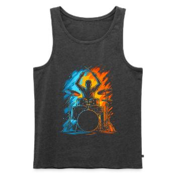 Schlagzeuger Drummer Herren Kinder Schlagzeug - Männer Premium Bio Tank Top - Anthrazit meliert - Vorne - Michal (187cm)