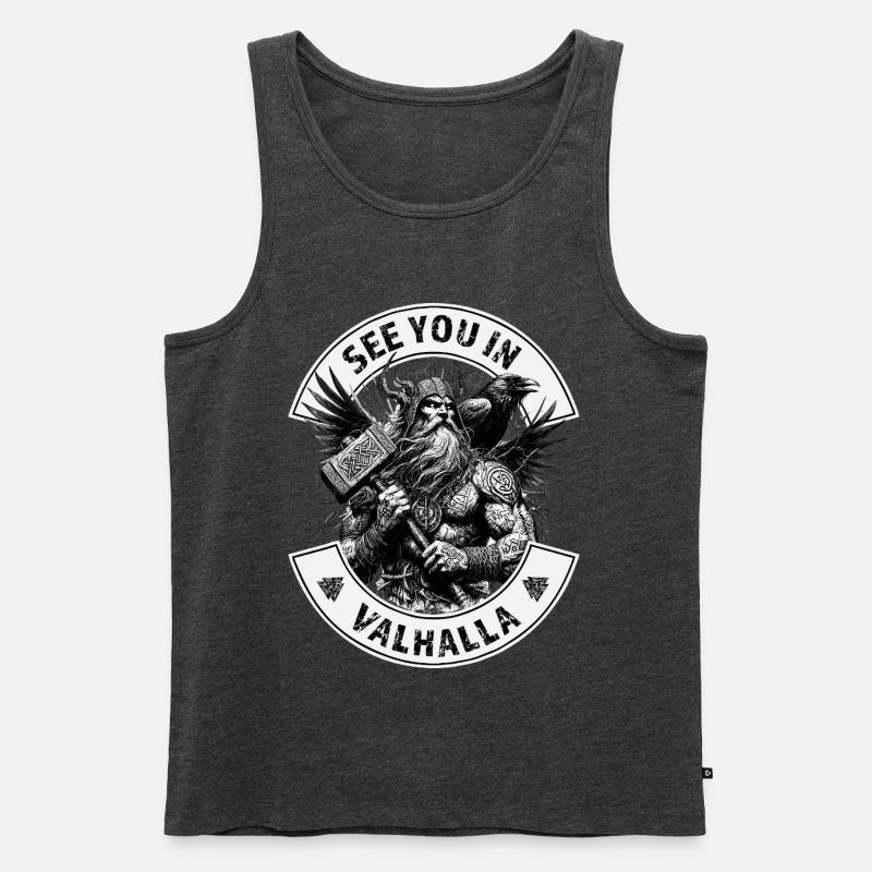 See you in Valhalla - Männer Premium Bio Tank Top - Anthrazit meliert