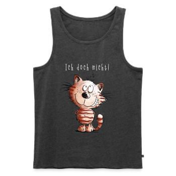 Je ne chat pas je chat motif BD cadeau - Débardeur bio Premium Homme - anthracite chiné - Devant - AI Model Male 178 light (178cm)