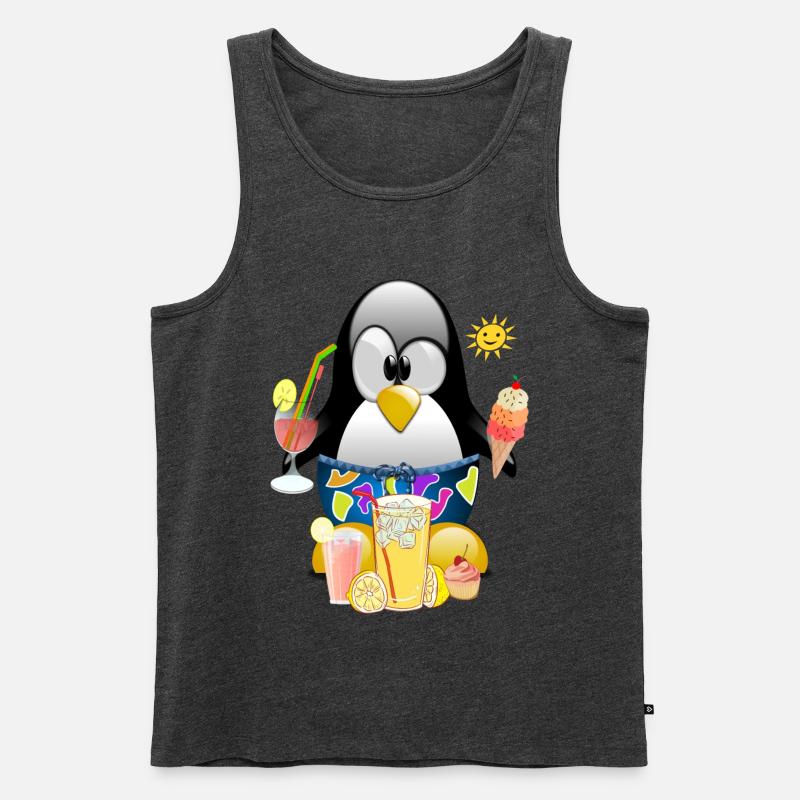 Pinguin, Eiscreme - Männer Premium Bio Tank Top - Anthrazit meliert