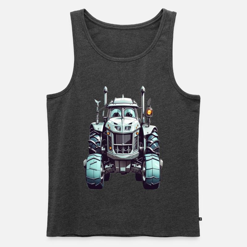 Traktor mit Augen - Männer Premium Bio Tank Top - Anthrazit meliert