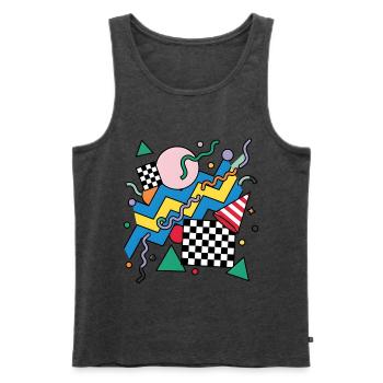 Geometrisches Neon-Punk Muster - Männer Premium Bio Tank Top - Anthrazit meliert - Vorne - Michal (187cm)