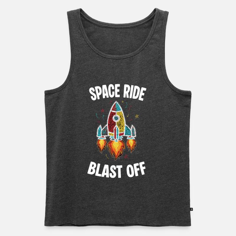 Space Rocket Retro Kritzelei-Explosion - Männer Premium Bio Tank Top - Anthrazit meliert