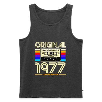 Original 1977 Retro Cassette - Débardeur bio Premium Homme - anthracite chiné - Devant - Michal (187cm)