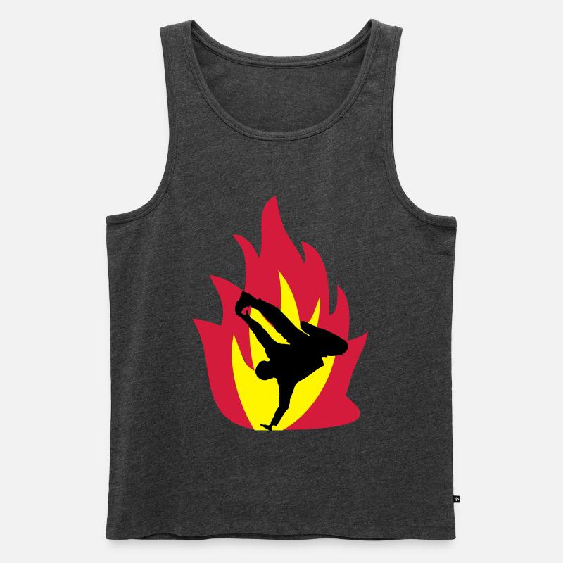 Breakdancer im Feuer - Männer Premium Bio Tank Top - Anthrazit meliert
