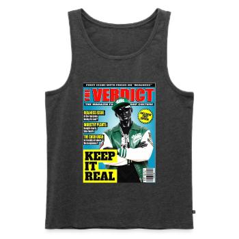 The Verdict Issue 01 Realness - Hip Hop Statement - Männer Premium Bio Tank Top - Anthrazit meliert - Vorne - Michal (187cm)