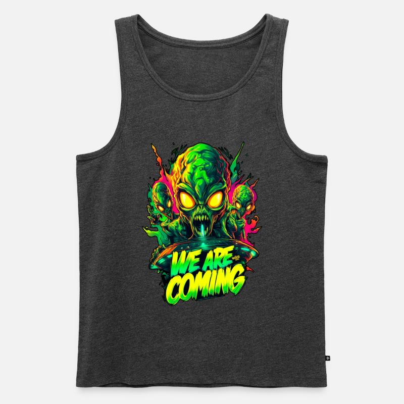 We are comming Aliens - Männer Premium Bio Tank Top - Anthrazit meliert