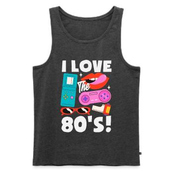 Retro Back to the 80s Vintage Design - Men's Premium Organic Tank Top - heather anthracite - Front - Michal (187cm)