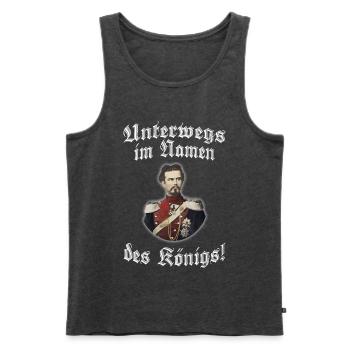 Unterwegs im Namen des Königs! - Männer Premium Bio Tank Top - Anthrazit meliert - Vorne - Michal (187cm)
