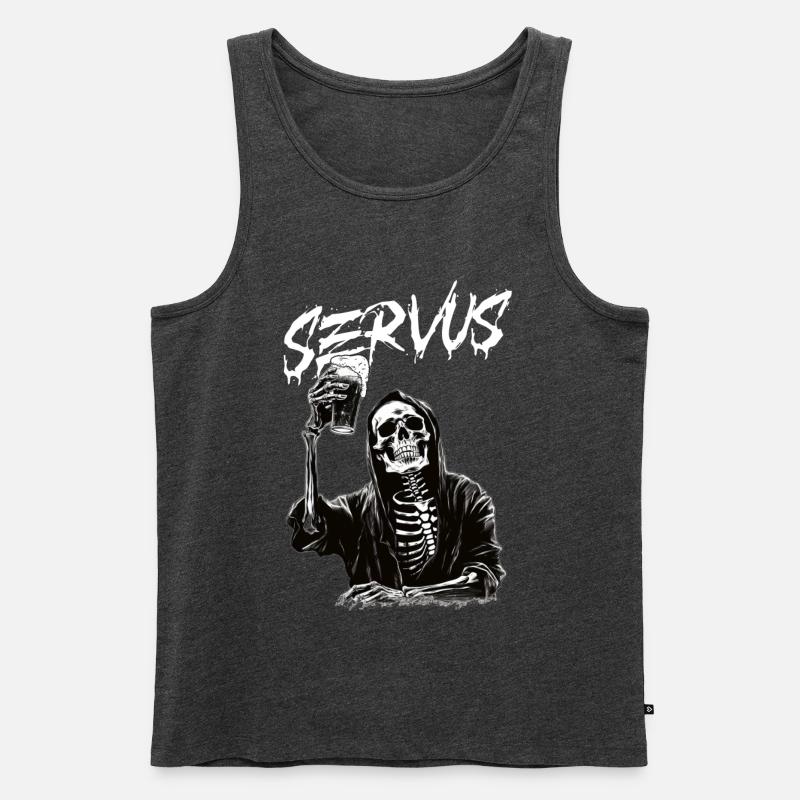 Sensenmann mit Bier - Männer Premium Bio Tank Top - Anthrazit meliert