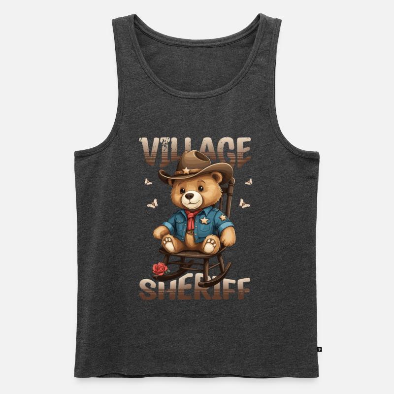 Bär der Dorf Sheriff - Männer Premium Bio Tank Top - Anthrazit meliert