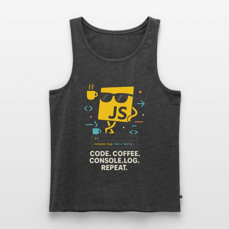 Code Coffee Console.log Répéter le programme JavaScript Débardeur bio Premium Homme