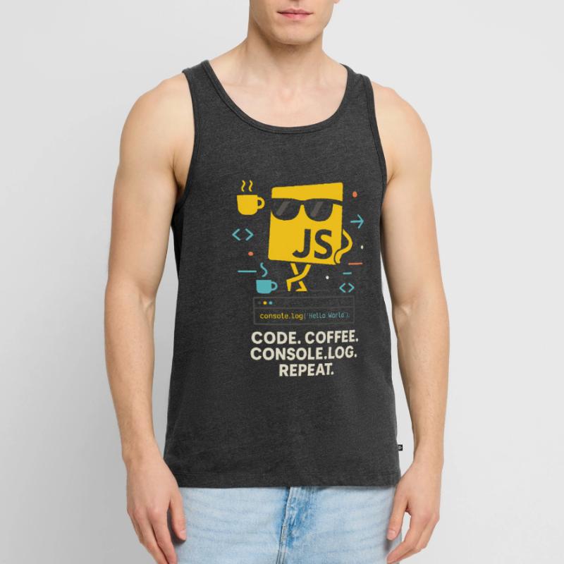 Code Coffee Console.log Répéter le programme JavaScript Débardeur bio Premium Homme