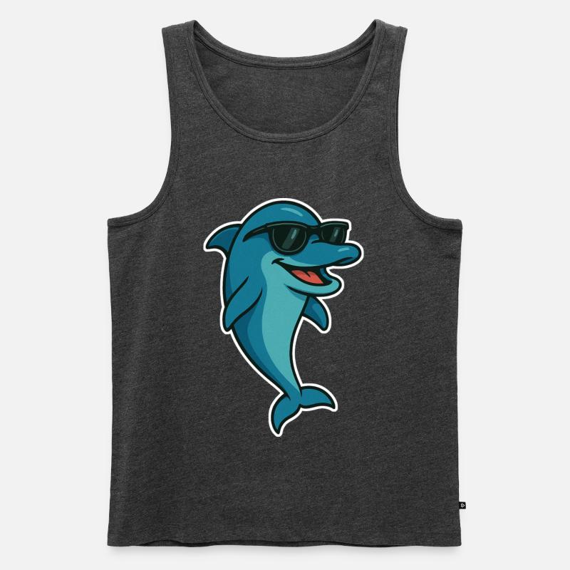 Delfin mit Sonnebrille - Männer Premium Bio Tank Top - Anthrazit meliert