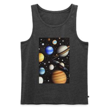Weltall und Planeten - Männer Premium Bio Tank Top - Anthrazit meliert - Vorne - Michal (187cm)