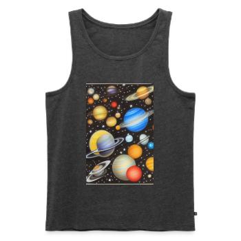 Weltall und Planeten - Männer Premium Bio Tank Top - Anthrazit meliert - Vorne - Michal (187cm)