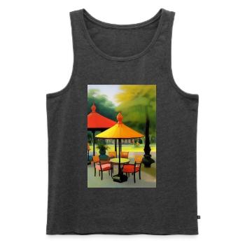 Asiatisches Cafe im Freien - Männer Premium Bio Tank Top - Anthrazit meliert - Vorne - Michal (187cm)