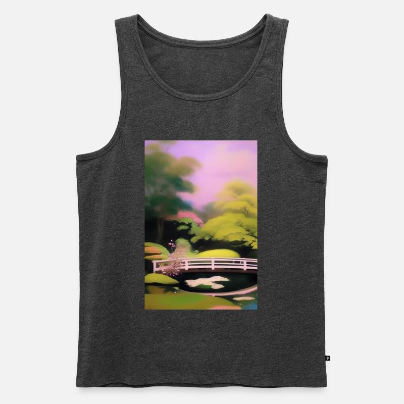 Chinesischer Zen Garten - Männer Premium Bio Tank Top - Anthrazit meliert