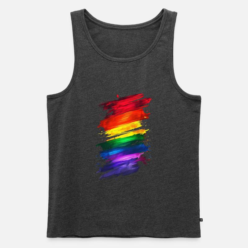 Abstraktes Rainbow Pride Design - Lebendige Kunst - Männer Premium Bio Tank Top - Anthrazit meliert