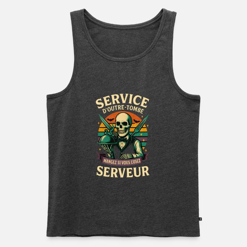 Restaurant-Server - Halloween-Skelett - Männer Premium Bio Tank Top - Anthrazit meliert