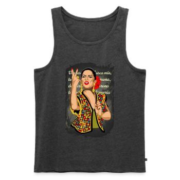 LOLA Gedicht - Männer Premium Bio Tank Top - Anthrazit meliert - Vorne - Michal (187cm)