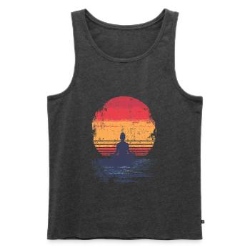 Sonnenuntergang Meditation - Männer Premium Bio Tank Top - Anthrazit meliert - Vorne - Michal (187cm)