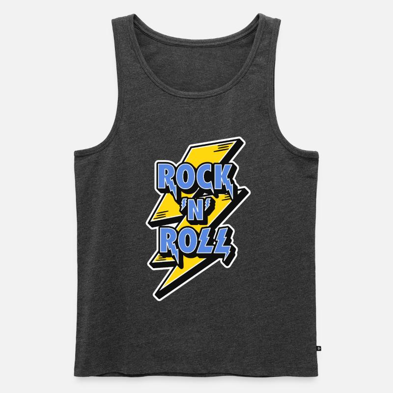 Rock'n'Roll-Logo mit Blitz - Männer Premium Bio Tank Top - Anthrazit meliert