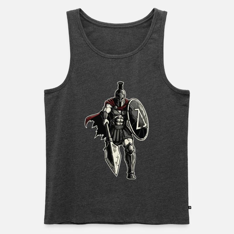 Veteran Spartan Combat Spear Shield Maskottchen - Männer Premium Bio Tank Top - Anthrazit meliert