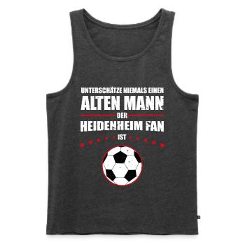 Alter Mann - Heidenheim Fan | Retro Vintage Design - Männer Premium Bio Tank Top - Anthrazit meliert - Vorne - Michal (187cm)