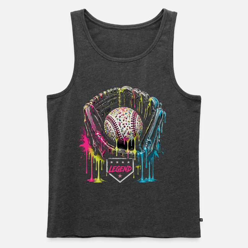 Baseball Handschuh Legend Bunt Grafik - Männer Premium Bio Tank Top - Anthrazit meliert