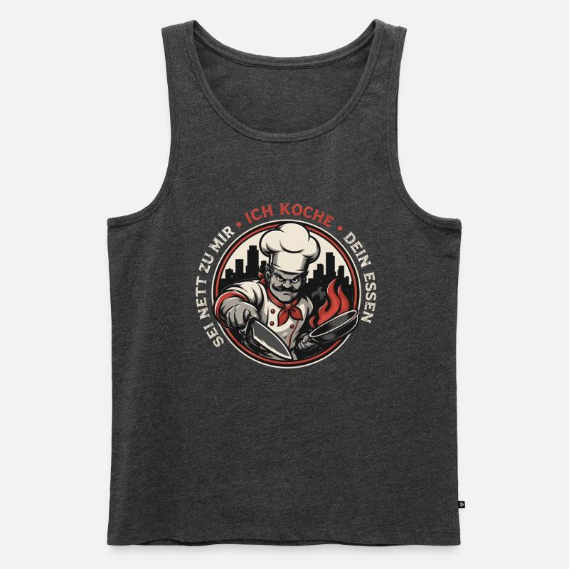 Küchenchef Feuerbadge Retro - Männer Premium Bio Tank Top - Anthrazit meliert