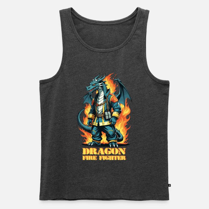 Drachen Feuerwehr - Männer Premium Bio Tank Top - Anthrazit meliert