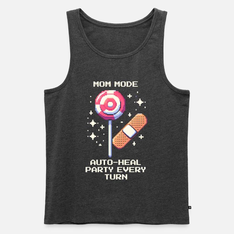 Mama-Modus: Auto-Heal jede Runde | Eltern - Männer Premium Bio Tank Top - Anthrazit meliert