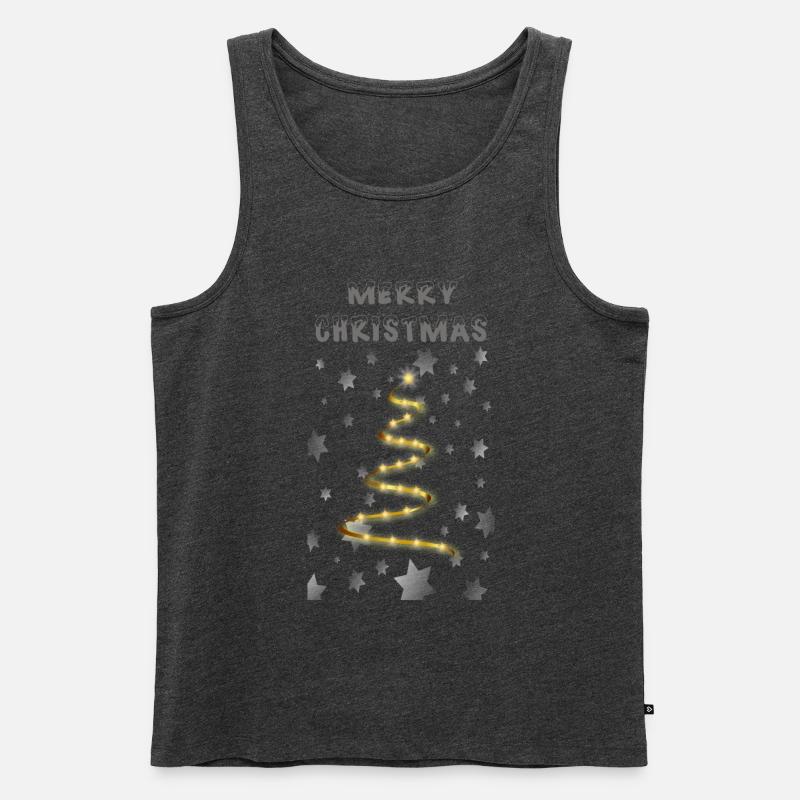 Goldener Weihnachtsbaum - Männer Premium Bio Tank Top - Anthrazit meliert