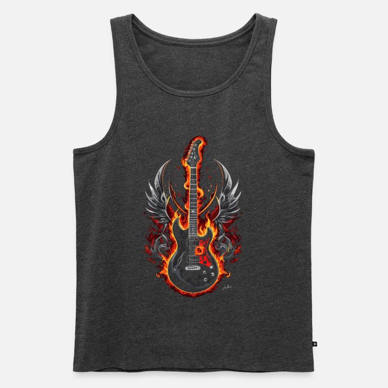 Fire Winged Gitarre - Männer Premium Bio Tank Top - Anthrazit meliert