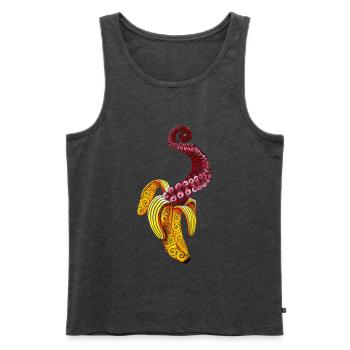 Wirbelnde Mutant-Banane - Männer Premium Bio Tank Top - Anthrazit meliert - Vorne - AI Model Male 178 light (178cm)